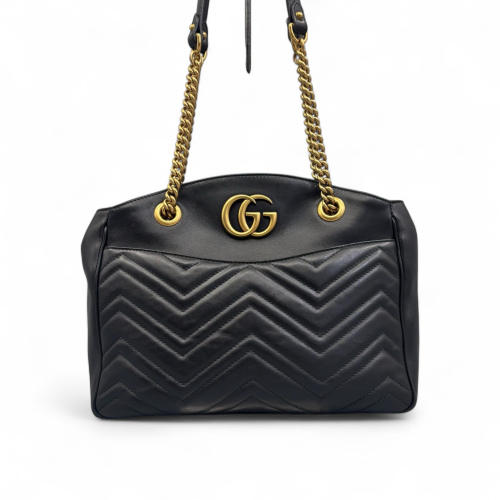 Gucci Matelasse GG Marmont Shoulder Tote Bag Calfskin Black