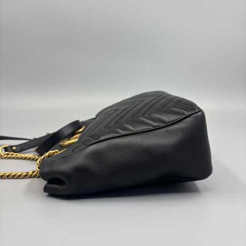 Gucci Matelasse GG Marmont Shoulder Tote Bag Calfskin Black