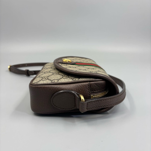 Gucci Web Mini Ophidia Crossbody Bag GG Supreme Monogram Beige Brown Green Gucci Web Mini Ophidia Crossbody Bag GG Supreme Monogram Beige Brown Green