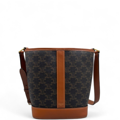 Celine Triomphe Bucket Bag Small Triomphe Brown Black Celine Triomphe Bucket Bag Small Triomphe Brown Black
