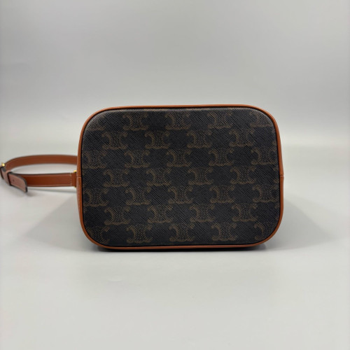 Celine Triomphe Bucket Bag Small Triomphe Brown Black Celine Triomphe Bucket Bag Small Triomphe Brown Black