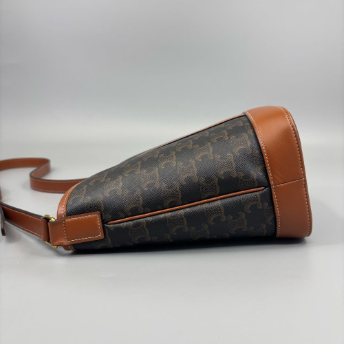 Celine Triomphe Bucket Bag Small Triomphe Brown Black Celine Triomphe Bucket Bag Small Triomphe Brown Black