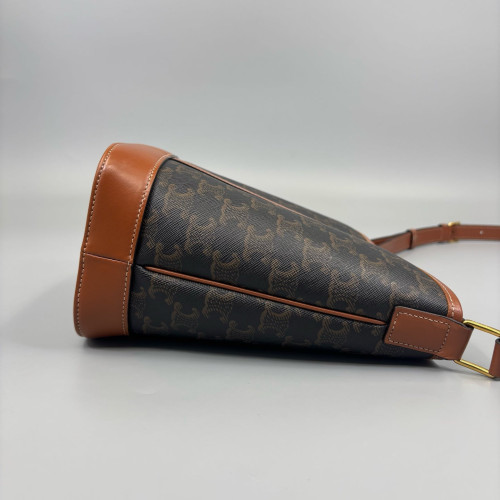 Celine Triomphe Bucket Bag Small Triomphe Brown Black Celine Triomphe Bucket Bag Small Triomphe Brown Black