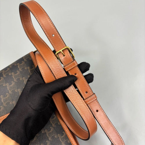 Celine Triomphe Bucket Bag Small Triomphe Brown Black Celine Triomphe Bucket Bag Small Triomphe Brown Black