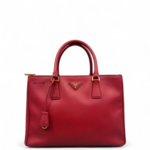 Prada Medium Galleria Double Zip Tote Saffiano Calfskin Red
