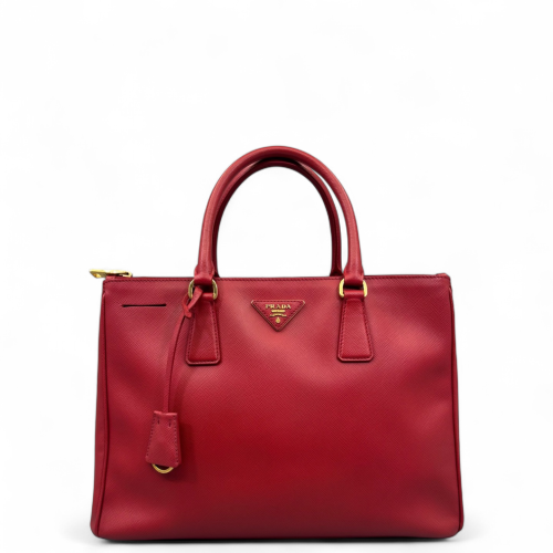 Prada Medium Galleria Double Zip Tote Saffiano Calfskin Red