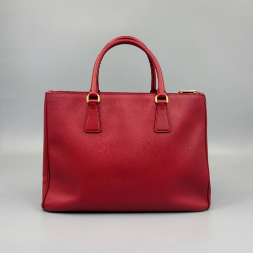 Prada Medium Galleria Double Zip Tote Saffiano Calfskin Red