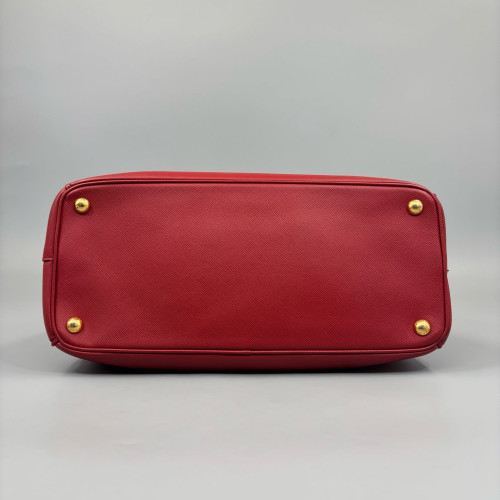Prada Medium Galleria Double Zip Tote Saffiano Calfskin Red