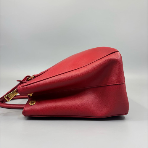 Prada Medium Galleria Double Zip Tote Saffiano Calfskin Red