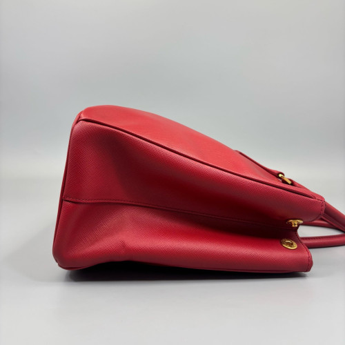 Prada Medium Galleria Double Zip Tote Saffiano Calfskin Red