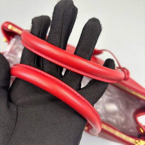 Prada Medium Galleria Double Zip Tote Saffiano Calfskin Red