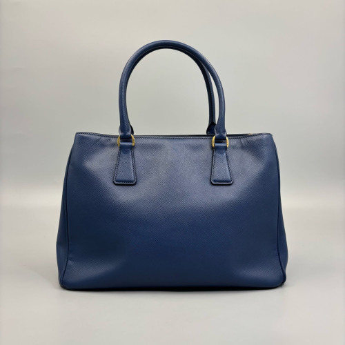 Prada Medium Galleria Double Zip Tote Saffiano Calfskin Blue