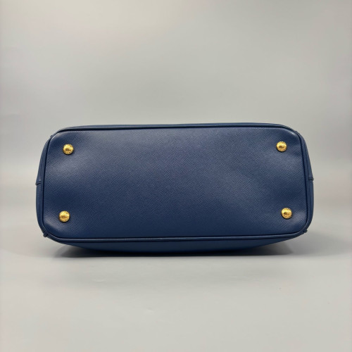 Prada Medium Galleria Double Zip Tote Saffiano Calfskin Blue