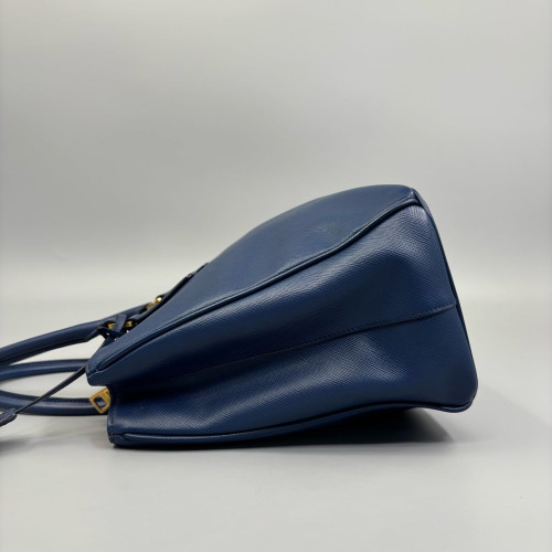 Prada Medium Galleria Double Zip Tote Saffiano Calfskin Blue