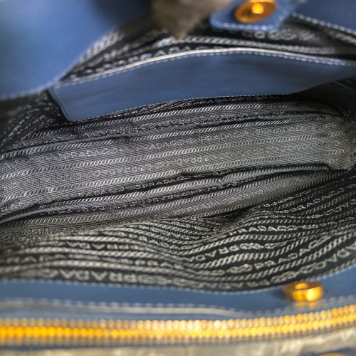 Prada Medium Galleria Double Zip Tote Saffiano Calfskin Blue
