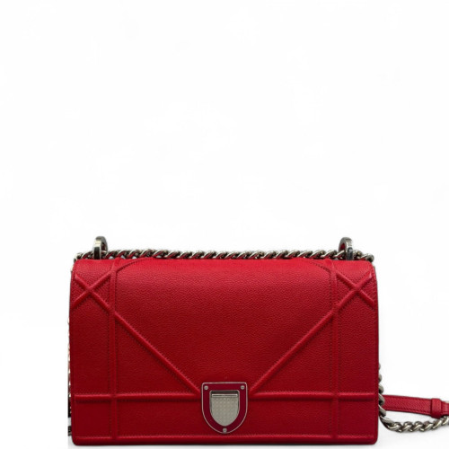 Dior Small Diorama Grained Calfskin Red