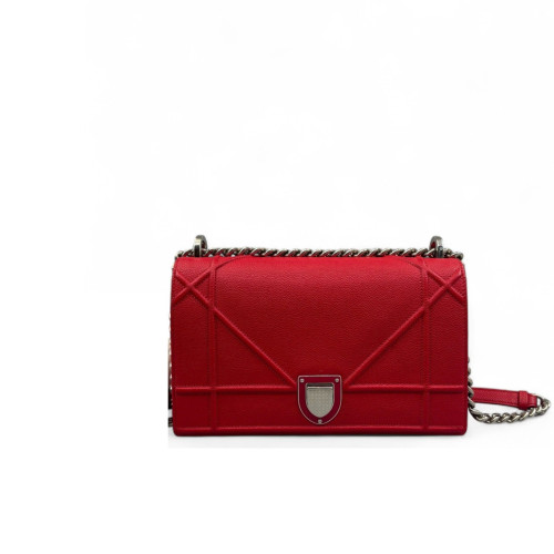 Dior Small Diorama Grained Calfskin Red