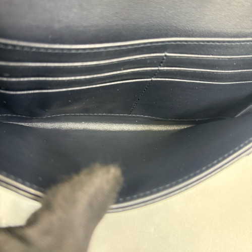 Dior Small Saddle Puch With Chain Oblique Black Beige Navy