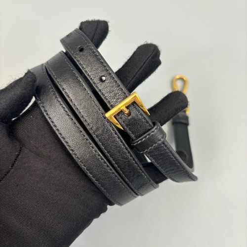 Prada Medium Gaufre Buckle Satchel Nylon Black