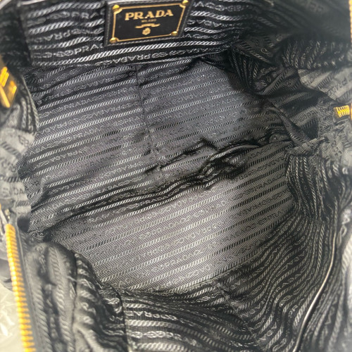 Prada Medium Gaufre Buckle Satchel Nylon Black