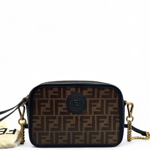 Fendi FF 1974 Logo Medium Camera Case FF Brown Black
