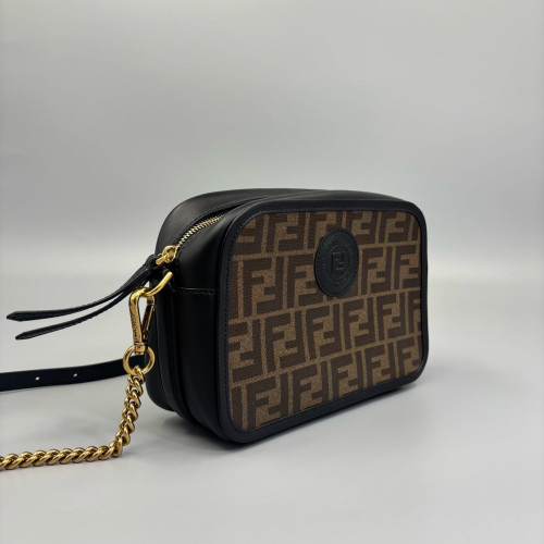 Fendi FF 1974 Logo Medium Camera Case FF Brown Black