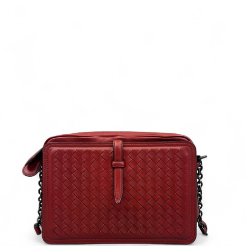 Bottega Veneta Shoulder Bag Calfskin Intrecciato Red