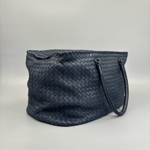 Bottega Veneta Duffle Bag Calfskin Intrecciato Dark Blue