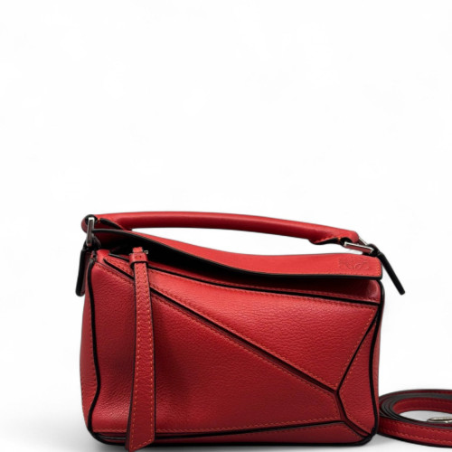 Loewe Mini Puzzle Grained Calfskin Red