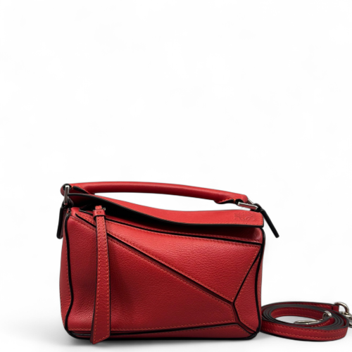 Loewe Mini Puzzle Grained Calfskin Red