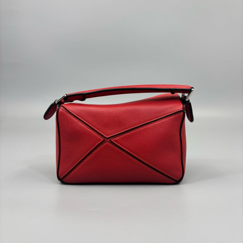 Loewe Mini Puzzle Grained Calfskin Red