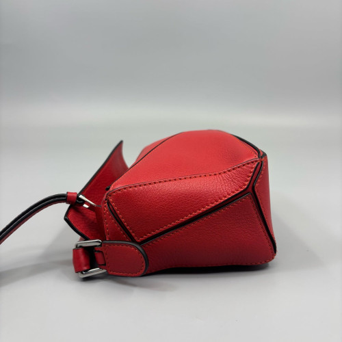 Loewe Mini Puzzle Grained Calfskin Red