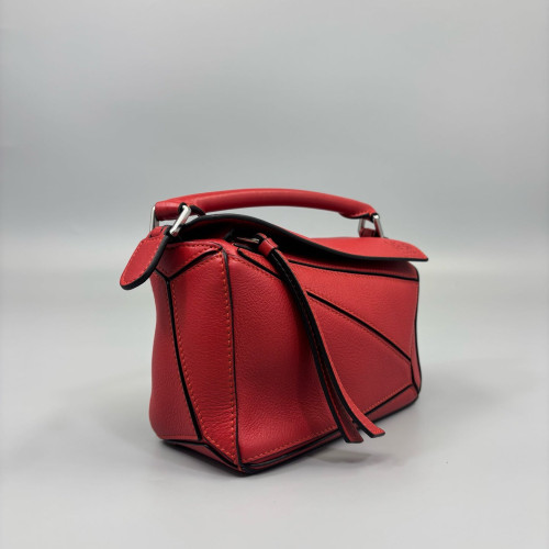 Loewe Mini Puzzle Grained Calfskin Red