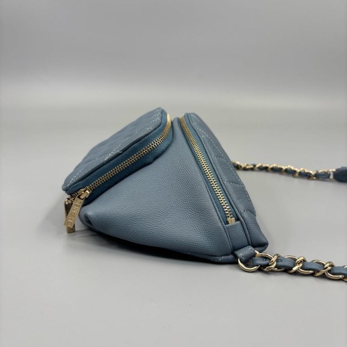 Chanel Quilted Front Pocket Waist Belt Bag Caviar Blue