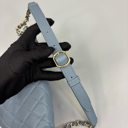 Chanel Quilted Front Pocket Waist Belt Bag Caviar Blue
