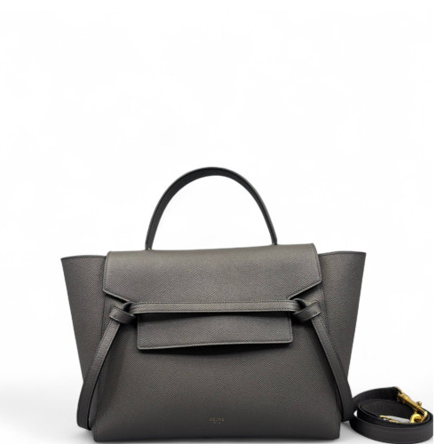 Celine Mini Belt Bag Calfskin Grained Calfskin Dark Grey