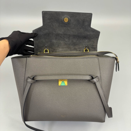 Celine Mini Belt Bag Calfskin Grained Calfskin Dark Grey