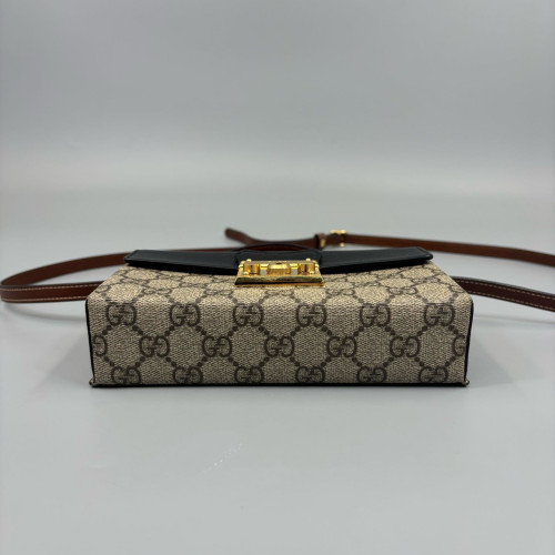 Gucci Mini Padlock Shoulder Bag GG Supreme Monogram Black Beige Brown