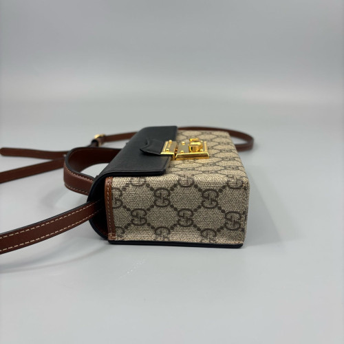 Gucci Mini Padlock Shoulder Bag GG Supreme Monogram Black Beige Brown