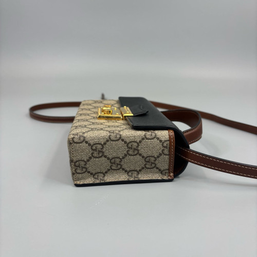 Gucci Mini Padlock Shoulder Bag GG Supreme Monogram Black Beige Brown