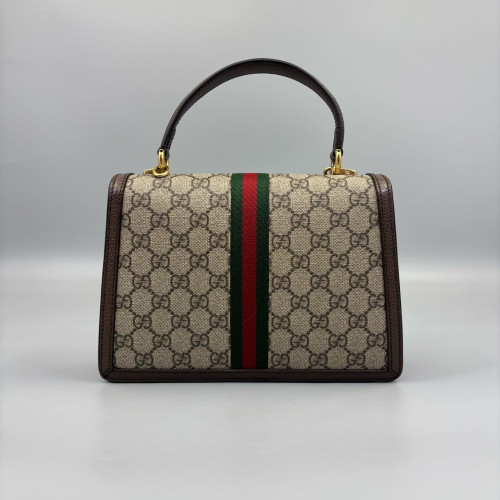Gucci Medium Ophidia Padlock Top Handle GG Supreme Monogram Beige Brown Green