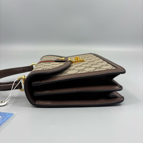 Gucci Medium Ophidia Padlock Top Handle GG Supreme Monogram Beige Brown Green