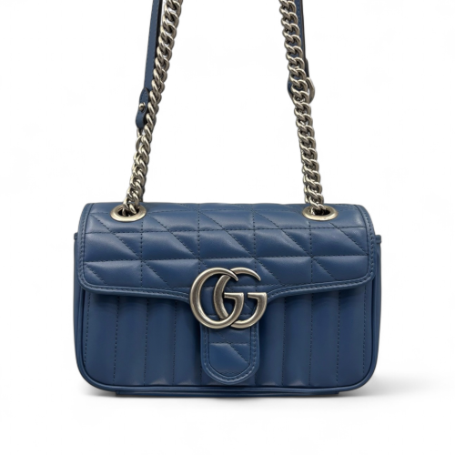 Gucci Matelasse Mini GG Marmont Calfskin Blue