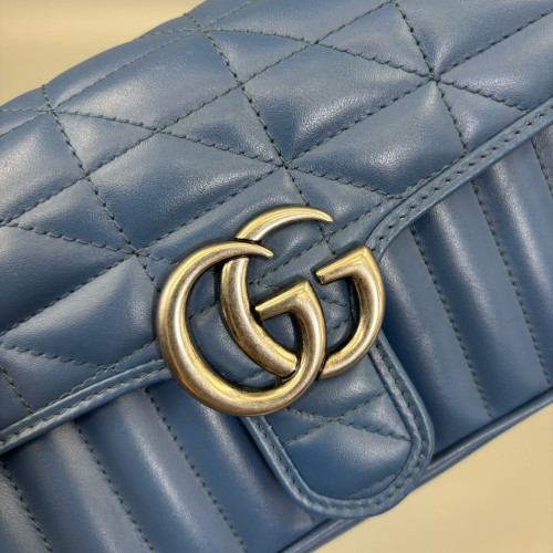 Gucci Matelasse Mini GG Marmont Calfskin Blue