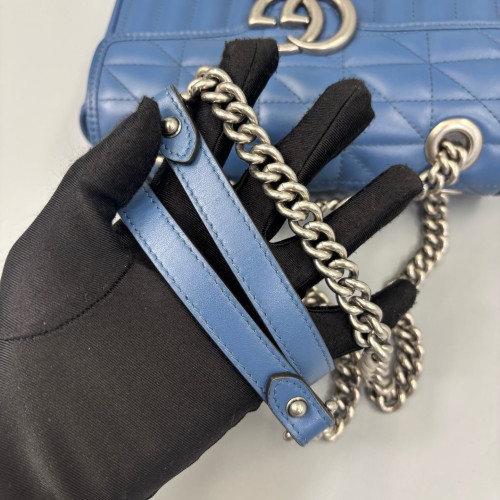Gucci Matelasse Mini GG Marmont Calfskin Blue