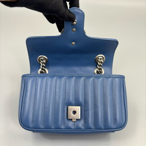 Gucci Matelasse Mini GG Marmont Calfskin Blue