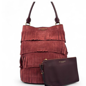 Burberry Bucket Suede Calfskin Burgundy Brown Burgundy