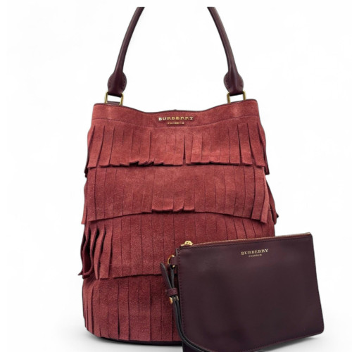 Burberry Bucket Suede Calfskin Burgundy Brown Burgundy