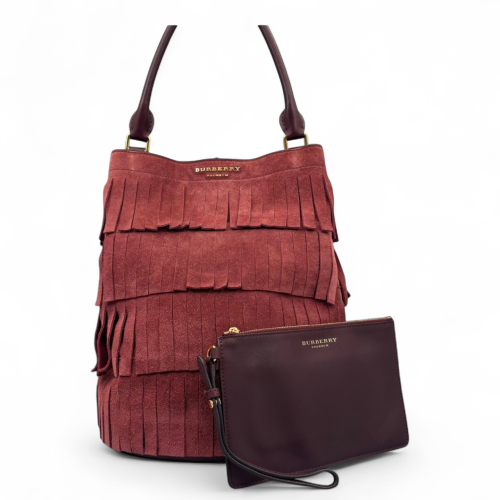 Burberry Bucket Suede Calfskin Burgundy Brown Burgundy