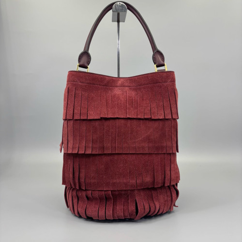Burberry Bucket Suede Calfskin Burgundy Brown Burgundy